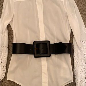 Yves Saint Laurent wide blk leather belt